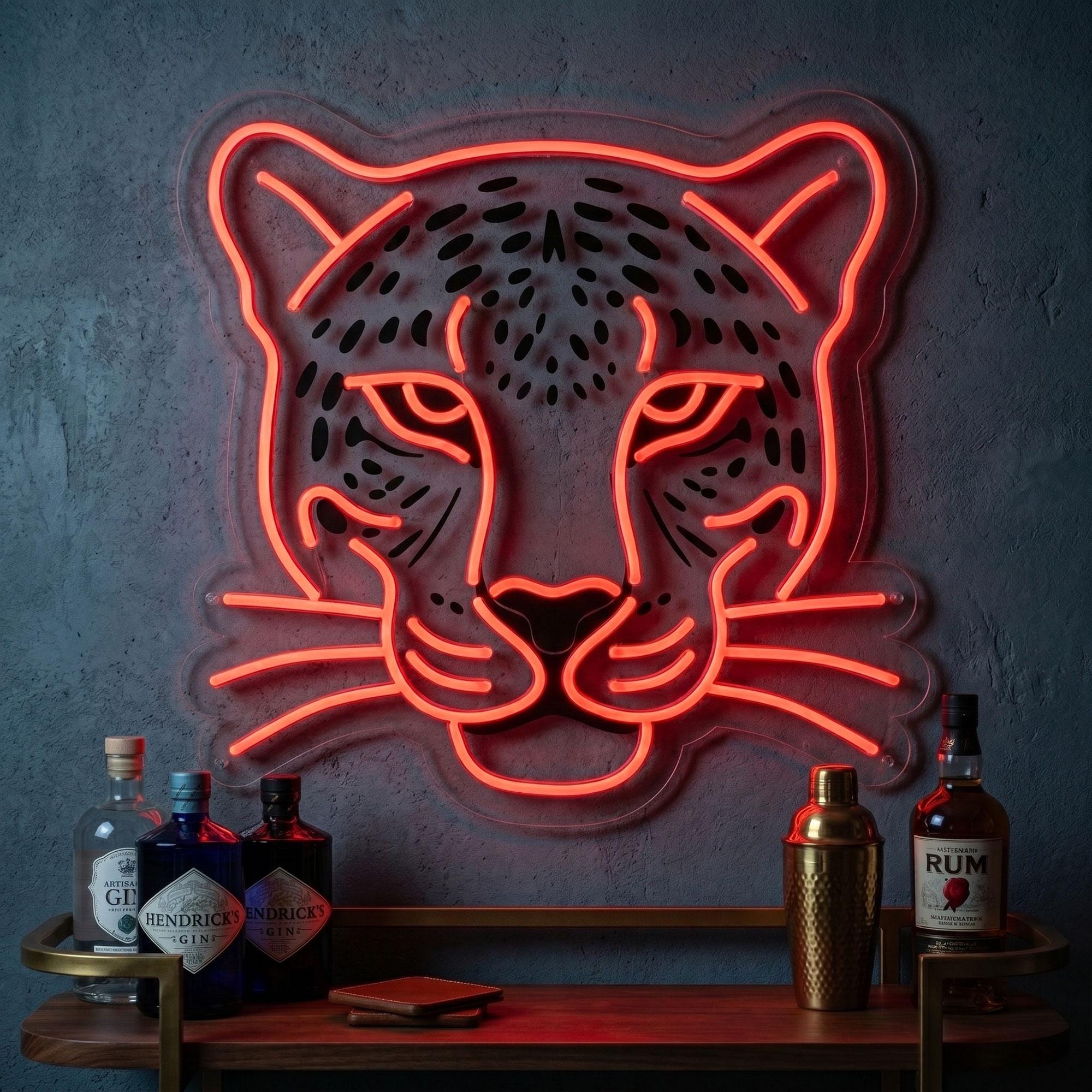 Custom Leopard Neon Sign, Personalized Name Leopard LED Neon Light