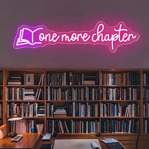 One More Chapter LED Neon Sign, Custom Home Library Neon Light, Reading Room Bookshelf Wall Decor, Book Lover Gift, Gift For Bookworms