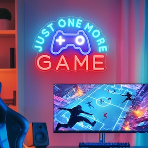 Just One More Game Neon Sign, Bedroom Gaming Room for Kids, Nursery Neon Sign, Neon Wall Sign Light up Sign Custom, LED Neon Sign Game Room