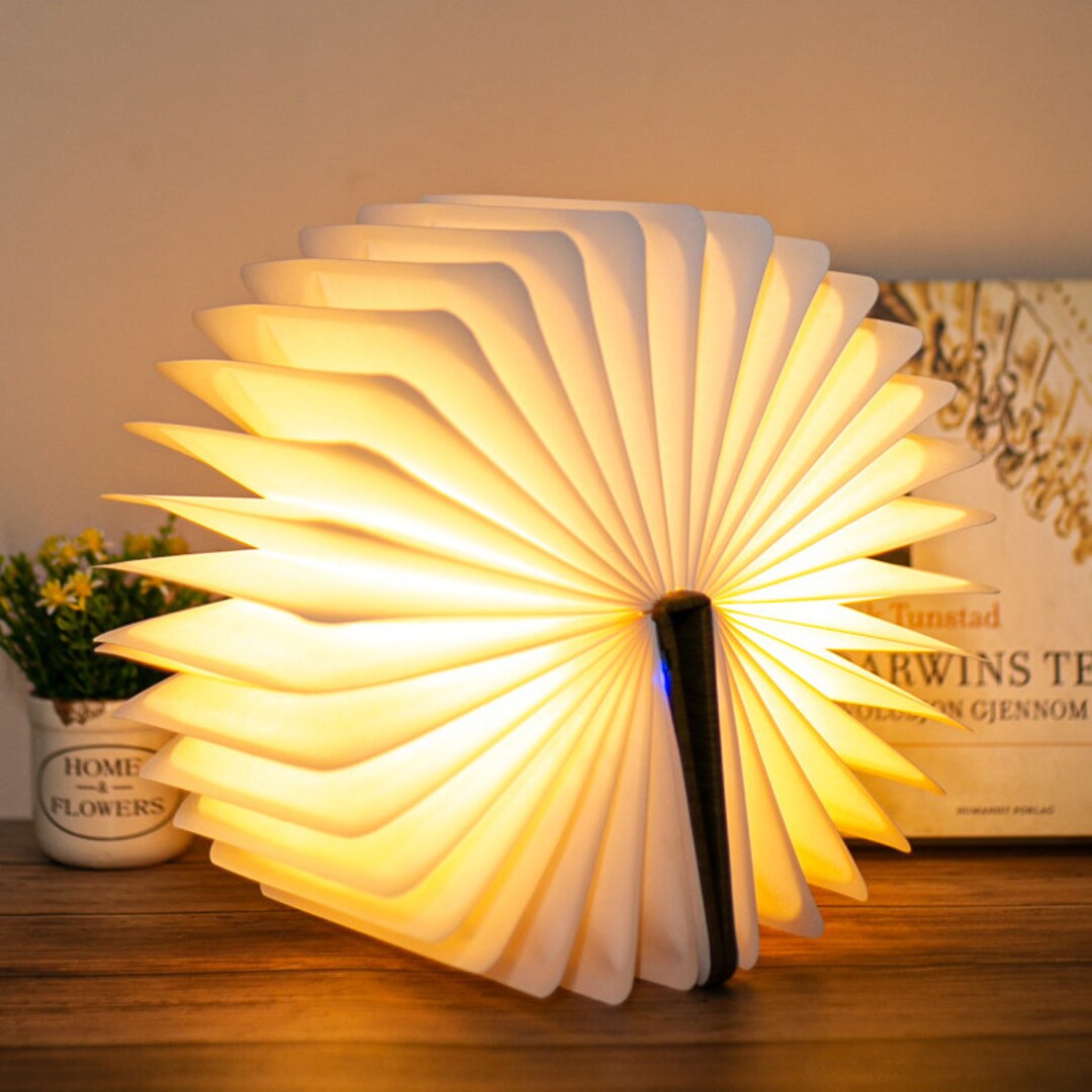Lampe Livre LED pliable en bois, lampe Livre USB rechargeable pour articles  pour la maison, décorations pour pièces et bureaux, Décoratifs Lampe de t