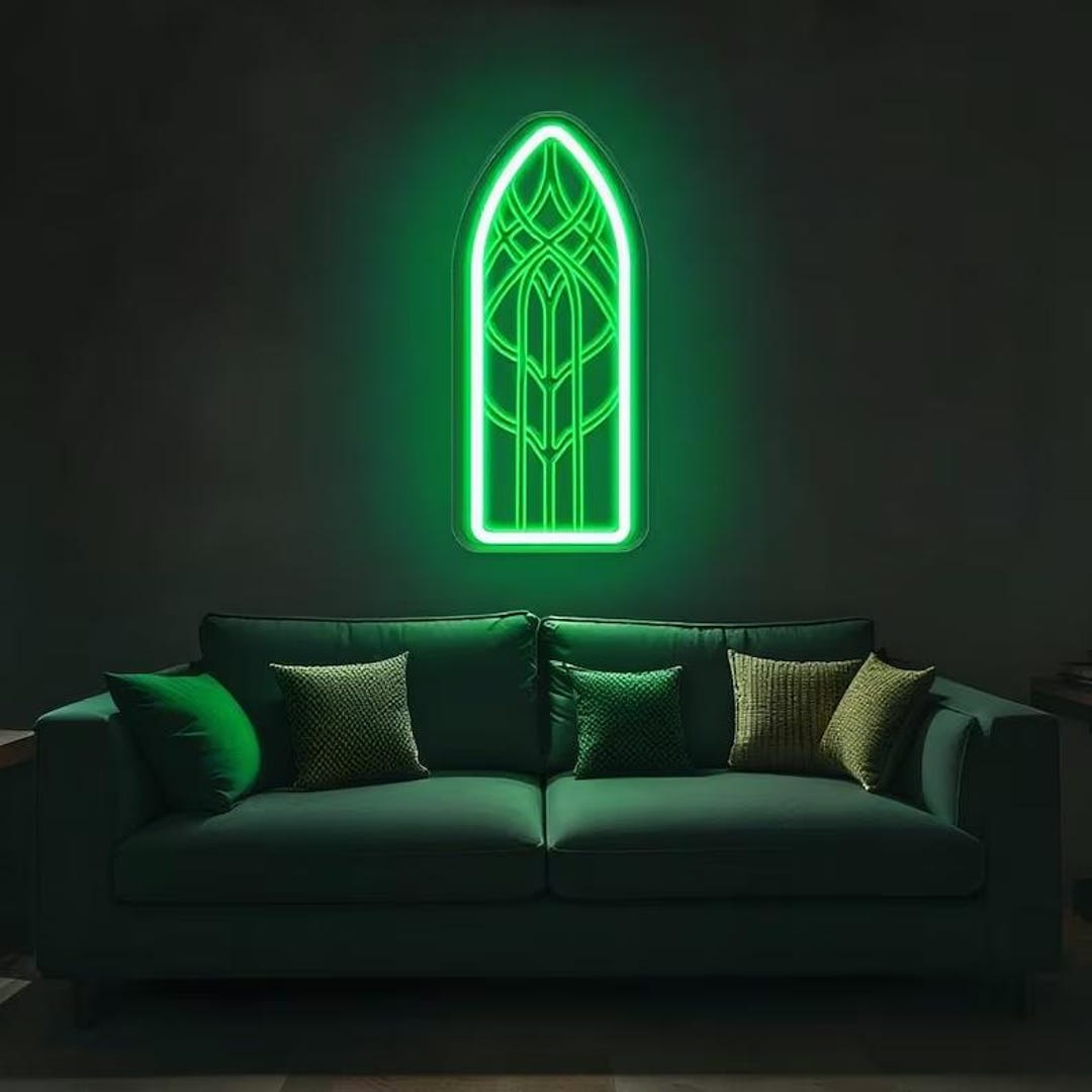 Example Signage Using Gothic Gothic Neon Sign Custom, Gothic Dark Cathedral Window Sign, Office Neon ...