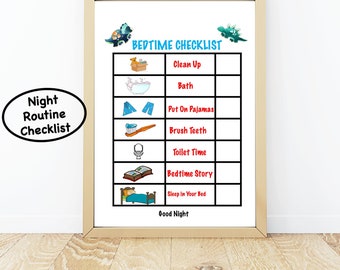 Kids Evening Routine Chart/ Kids Morning Routine Chart/ Bedtime Routine/Dinosaur Chore Chart | Kids Printable/ Kids Visual Schedule