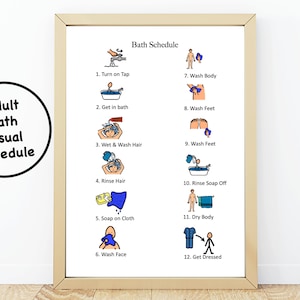 Autism Bath Visual Schedule: Adult Bath Routine Chart, Autism Hygiene (Digital Download)