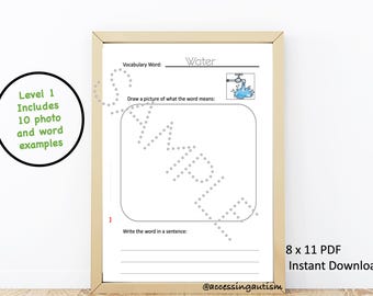 Vocabulary Worksheets PDF- Autism and Vocabulary