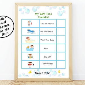 Toddler Bath Time Checklist: Visual Schedule for autistic Children (Digital Download)