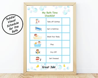 Toddler Bath Time Checklist: Visual Schedule for autistic Children (Digital Download)