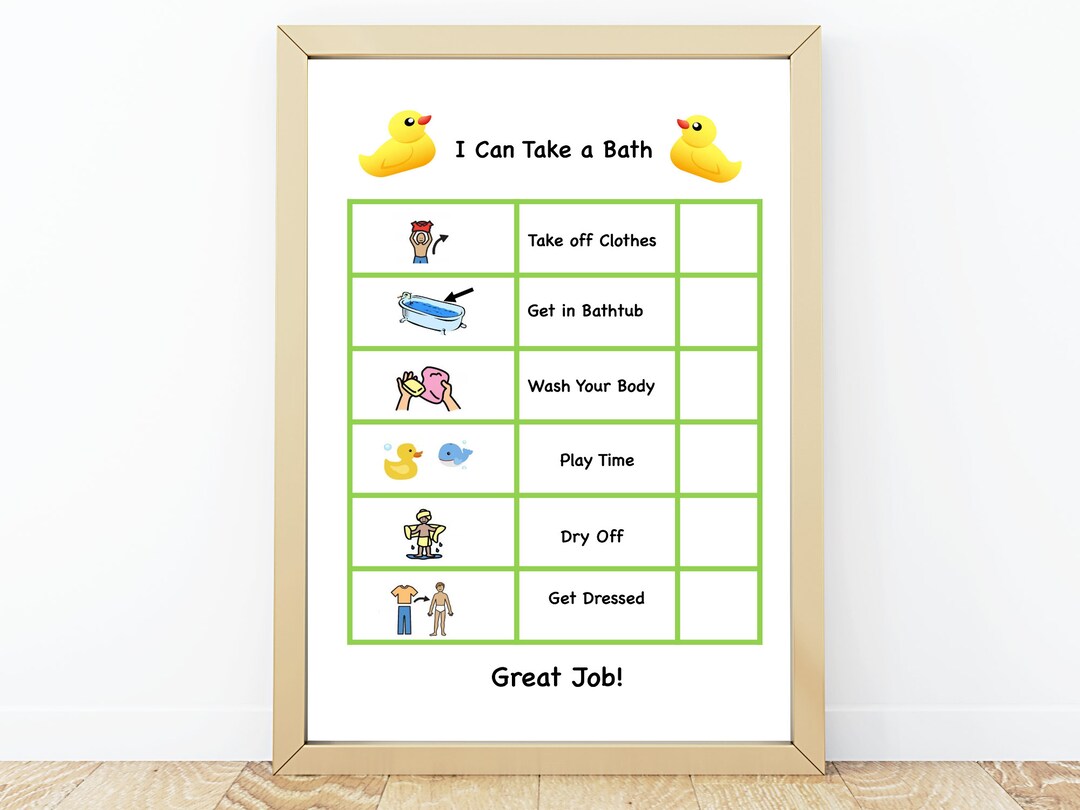 Visual Schedule For Bath Time And Social Story For Taking Baths Autism