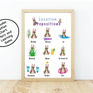 Preposition Chart Learning Game: Speech Therapy Printable (Digital Download)