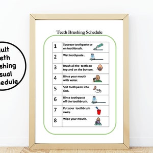 Autism Brushing Teeth Visual Schedule for Adults: Autism and Hygiene  (Digital Download)