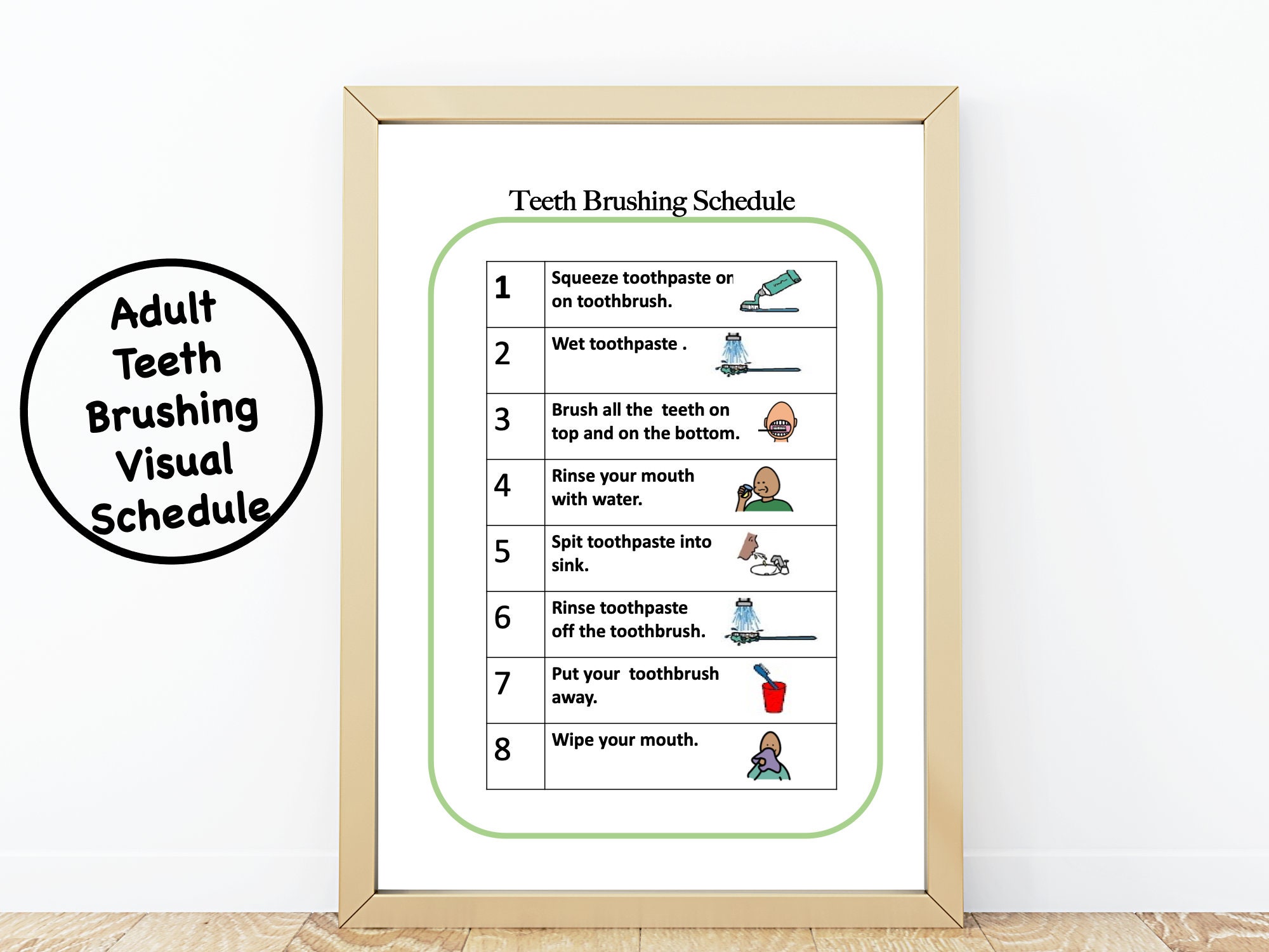 Autism Brushing Teeth Visual Schedule for Adults: Autism and Hygiene  (Digital Download)