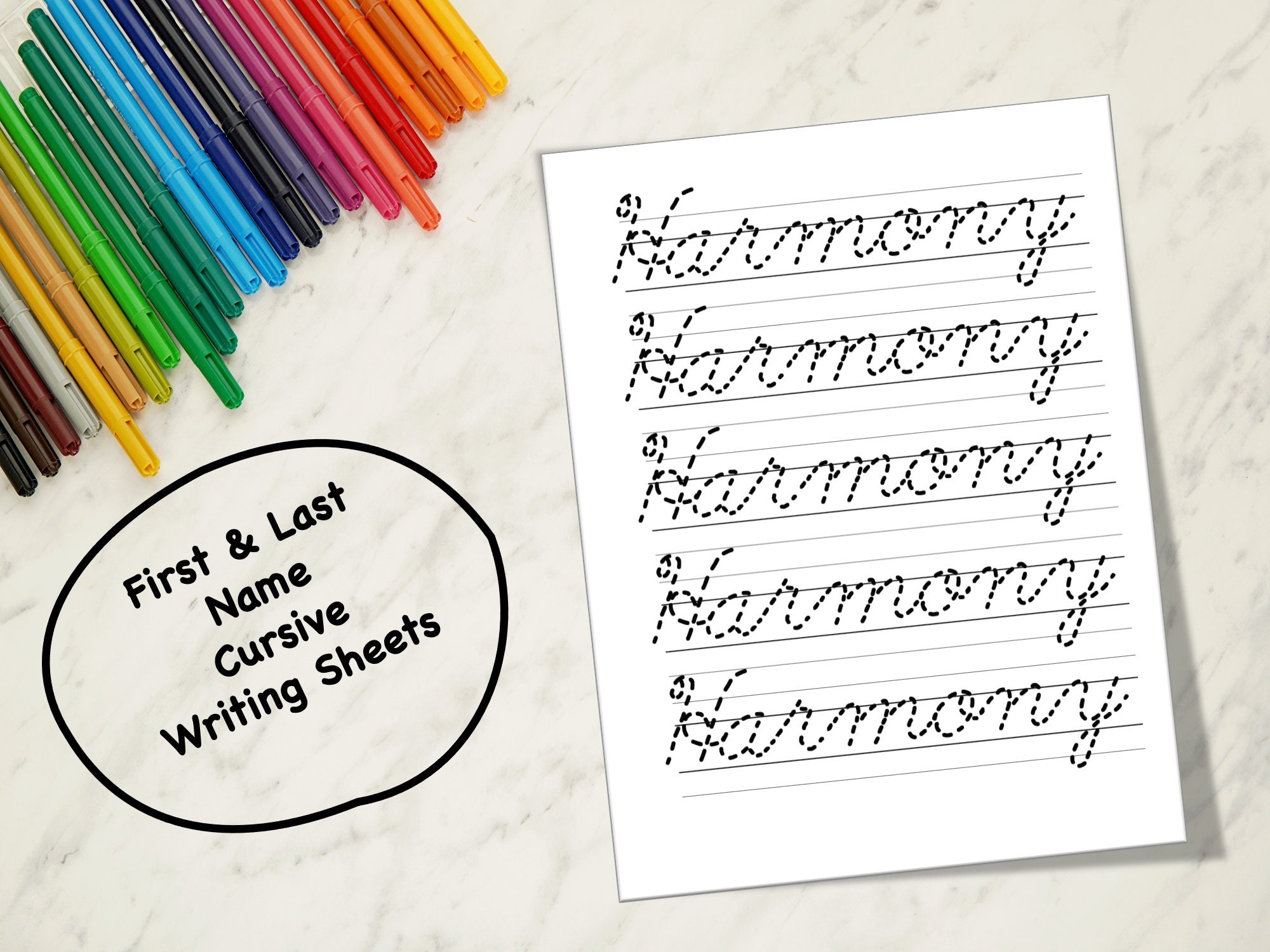 personalized cursive name tracing worksheet custom name etsy