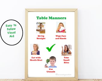 Table Manners Social Story: Visual Aid for Autism, Autism and Manners (Digital Download)