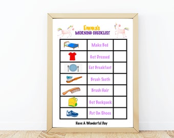Girls Evening Routine Chart/ Bedtime Routine Chart/ Autism Chart/ Kids Chore Chart/Autism Visual Schedule