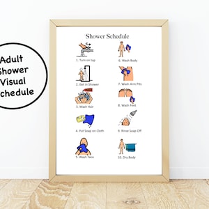 Adults Shower Routine, Shower Sequence for Autism, Autism Visual Schedule, Routine Chart, Autism Hygiene, Autism Schedule, Autism Chart,