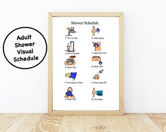 Adults Shower Routine, Shower Sequence for Autism, Autism Visual Schedule, Routine Chart, Autism Hygiene, Autism Schedule, Autism Chart,