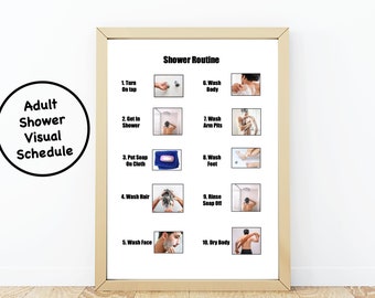 Autism Visual Schedule for hygiene: Shower Routine for Autistic Adults (Digital Download)