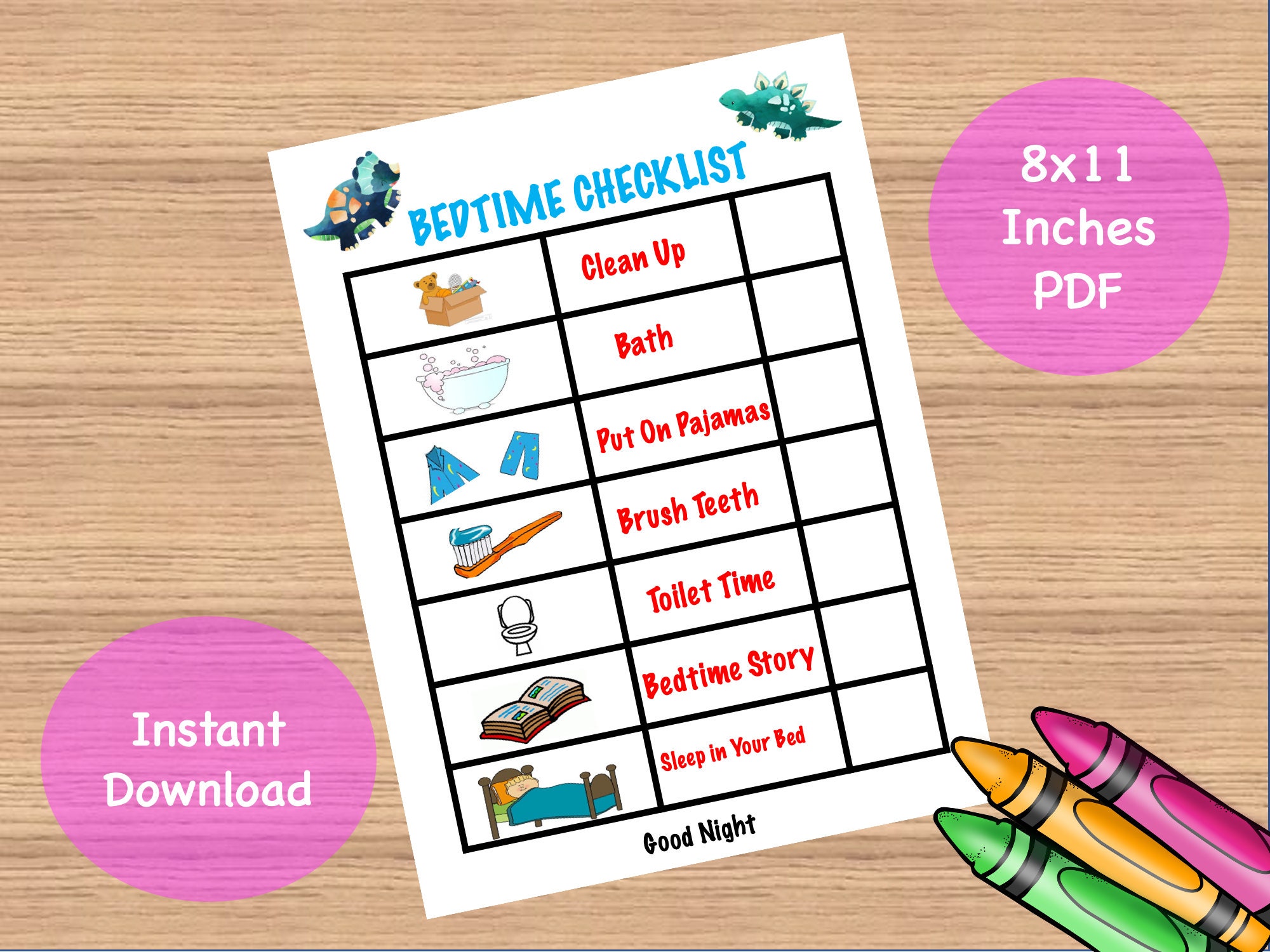 Boys Evening Routine Chart/ Bedtime Routine Chart/ Autism Chart/ Kids ...