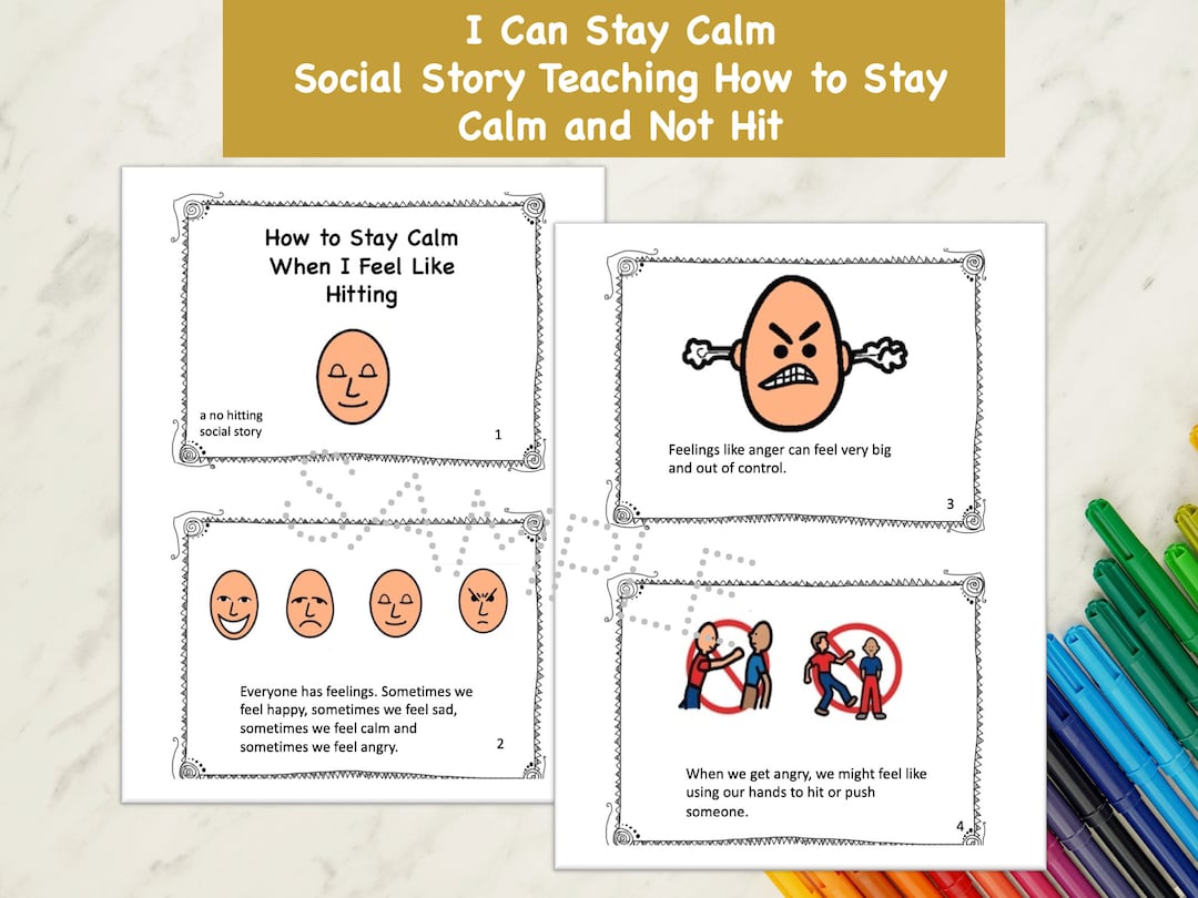 No Hitting Social Story for Autism, Coping Skills for Kids, Social