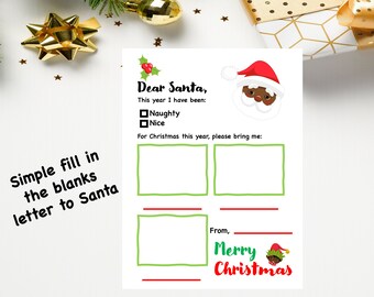 African American Santa Letter Template: Autism Visual Aid (Printable)