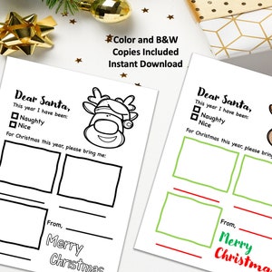 Carta fácil de Papá Noel para niños, Página para colorear de Papá Noel, Autismo imprimible, Hojas de trabajo de autismo, Carta de Papá Noel para niños pequeños, Imprimible, Descargar