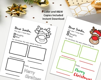 Printable Santa Letter for Kids: Visual Christmas Wish List (Digital Download)