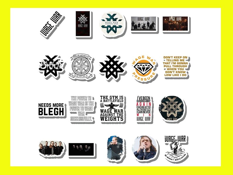 20 PCS Stickers Pack Wage Aesthetic War Vinyl Colorful Waterproof for Water Bottle Laptop Bumper Car Bike Luggage Guitar Skateboard