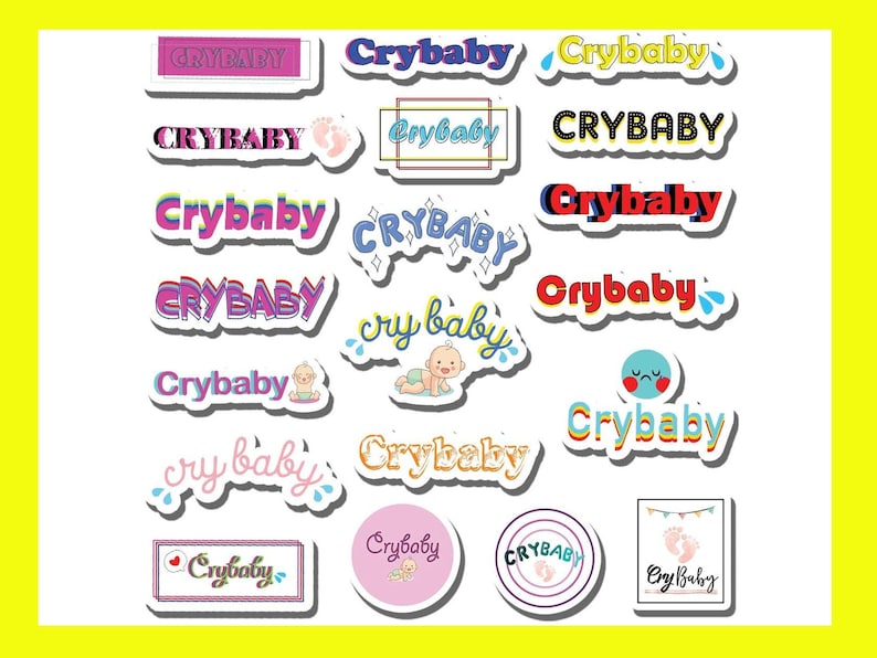 20 PCS Stickers Pack Crybaby Aesthetic Vinyl Colorful Waterproof for Water Bottle Laptop Bumper Car Bike Luggage Guitar Skateboard