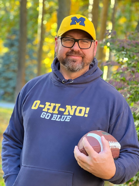 O HI NO Go Blue Hoodie Michigan Unisex Hoodie Uofm Go Blue Maize and Blue Michigan Gift Game Day Tailgate Etsy