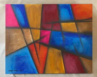 Acrylic Painting on Canvas - PNT17 - Acrylic Canvas Painting Sealed with Varnish, Size in cm : 40x50x2.5cm (HxWxD)