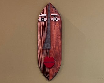 Modern african mask, wall decor, home decor, room decor , office décor, Modern wall sculpture, large wooden wall art, office art, pop art