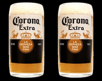 2x Upcycled Corona Lager drinking glasses, Beer lovers gift, Unique Beer Glass Gift, best friend gift, gift for him, Perfect drink gift