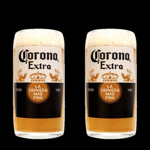 2x Upcycled Corona Lager drinking glasses, Beer lovers gift, Unique Beer Glass Gift, best friend gift, gift for him, Perfect drink gift