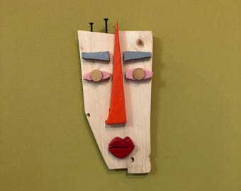 Modern African mask, wall decor, home decor, room decor , office décor, Modern wall sculpture, large wooden wall art, office art, pop art