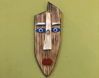 Modern African mask, wall decor, home decor, room decor , office décor, Modern wall sculpture, large wooden wall art, office art, pop art