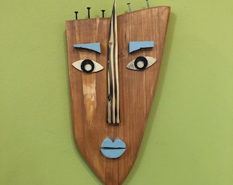 Modern African mask, wall decor, home decor, room decor , office décor, Modern wall sculpture, large wooden wall art, office art, pop art