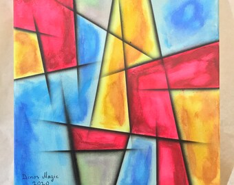 Acrylic Painting on Canvas - PNT16 - Acrylic Canvas Painting Sealed with Varnish, Size in cm : 40x40x2.5cm (HxWxD)