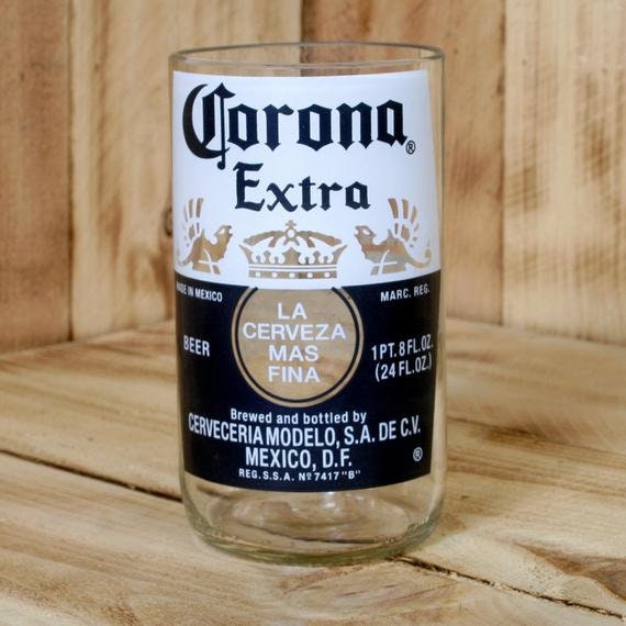 Upcycled Corona Lager drinking glass, Beer lovers gift, Unique Beer Glass Gift, best friend gift, gift for him, Perfect drink gift