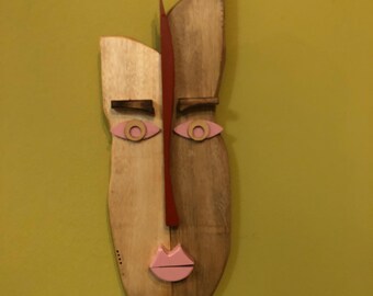 Modern African mask, wall decor, home decor, room decor , office décor, Modern wall sculpture, large wooden wall art, office art, pop art