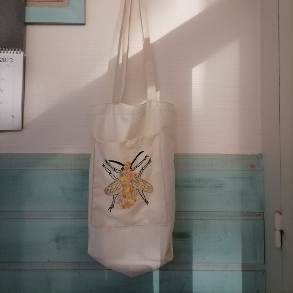 Hand Embroidered Organic Tote Bag