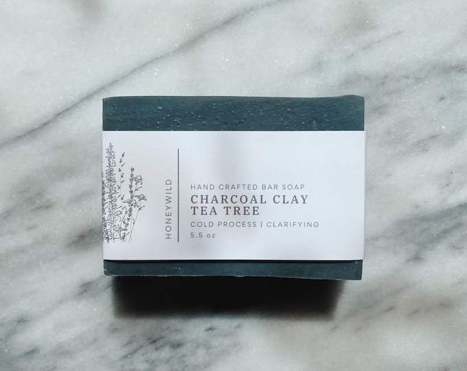 Charcoal Clay Tea Tree Face & Body Bar | Vegan | Cold Process | Small Batch | 5.5 oz