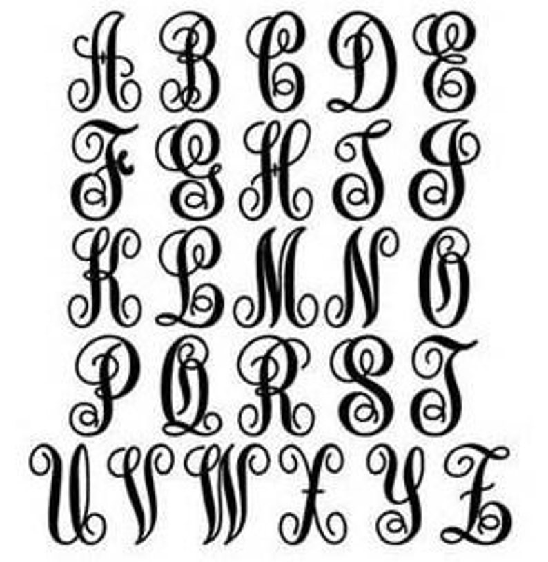 Monogram Fancy Monogram Embroidery 2inch - Digital Download - Etsy