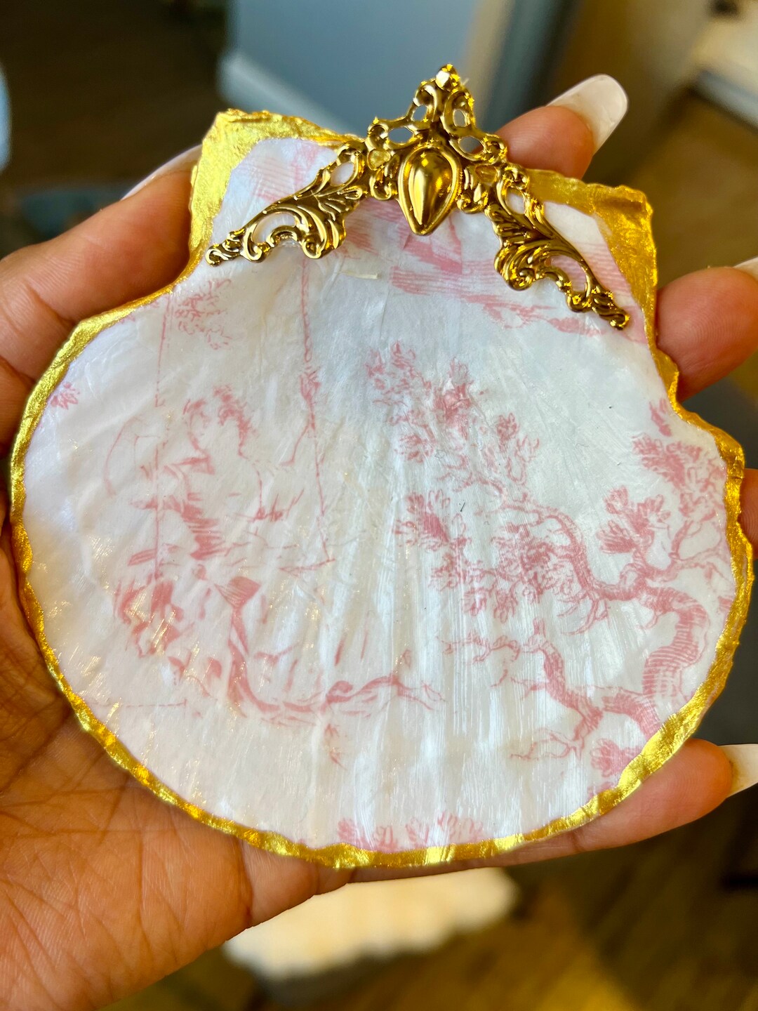 Pretty and Pink, Scallop Seashell Ring Dish, Jewelry Tray, Beach Themed ...