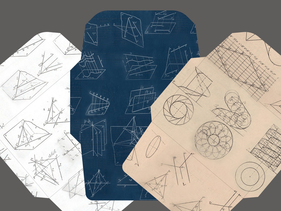 Descriptive Geometry Junk Journal Pages: Digital Printable Maths Papers, DIY Gift 3 in 1 for ...