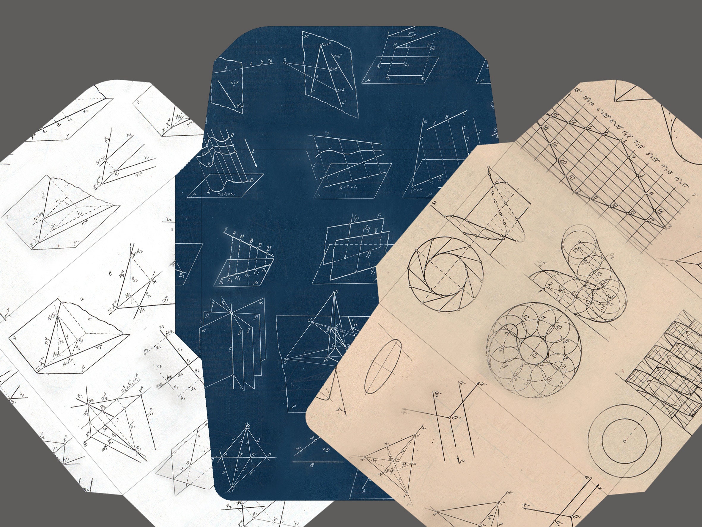 Descriptive Journal Maths Example Descriptive Geometry Junk Journal Pages: Digital Printable Maths Papers ...