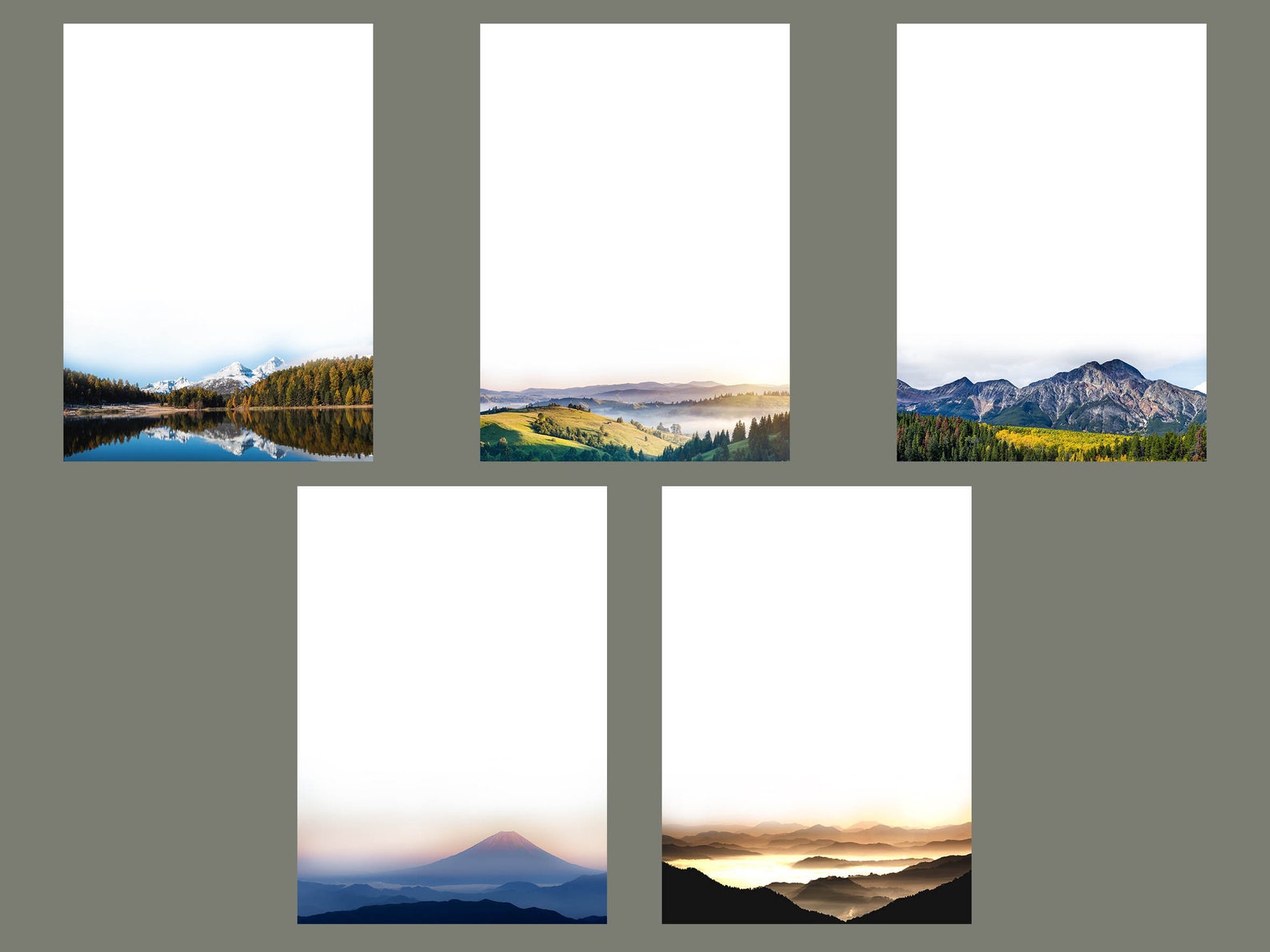 Mountain Stationery Set, Digital and Printable Pack, Minimalist Writing ...