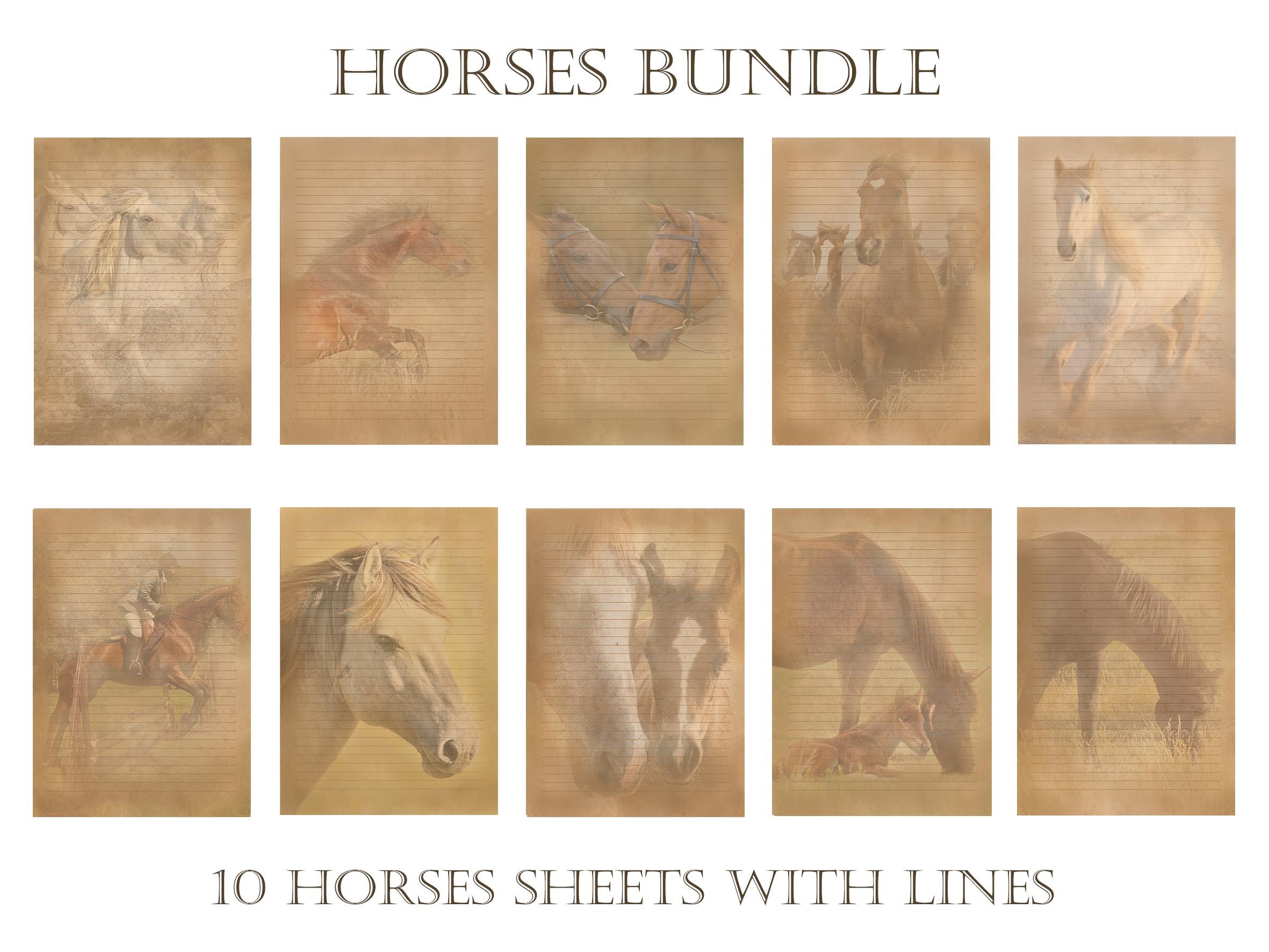 Horses Bundle: 77 Digital and Printable Files - Junk Journal Paper ...