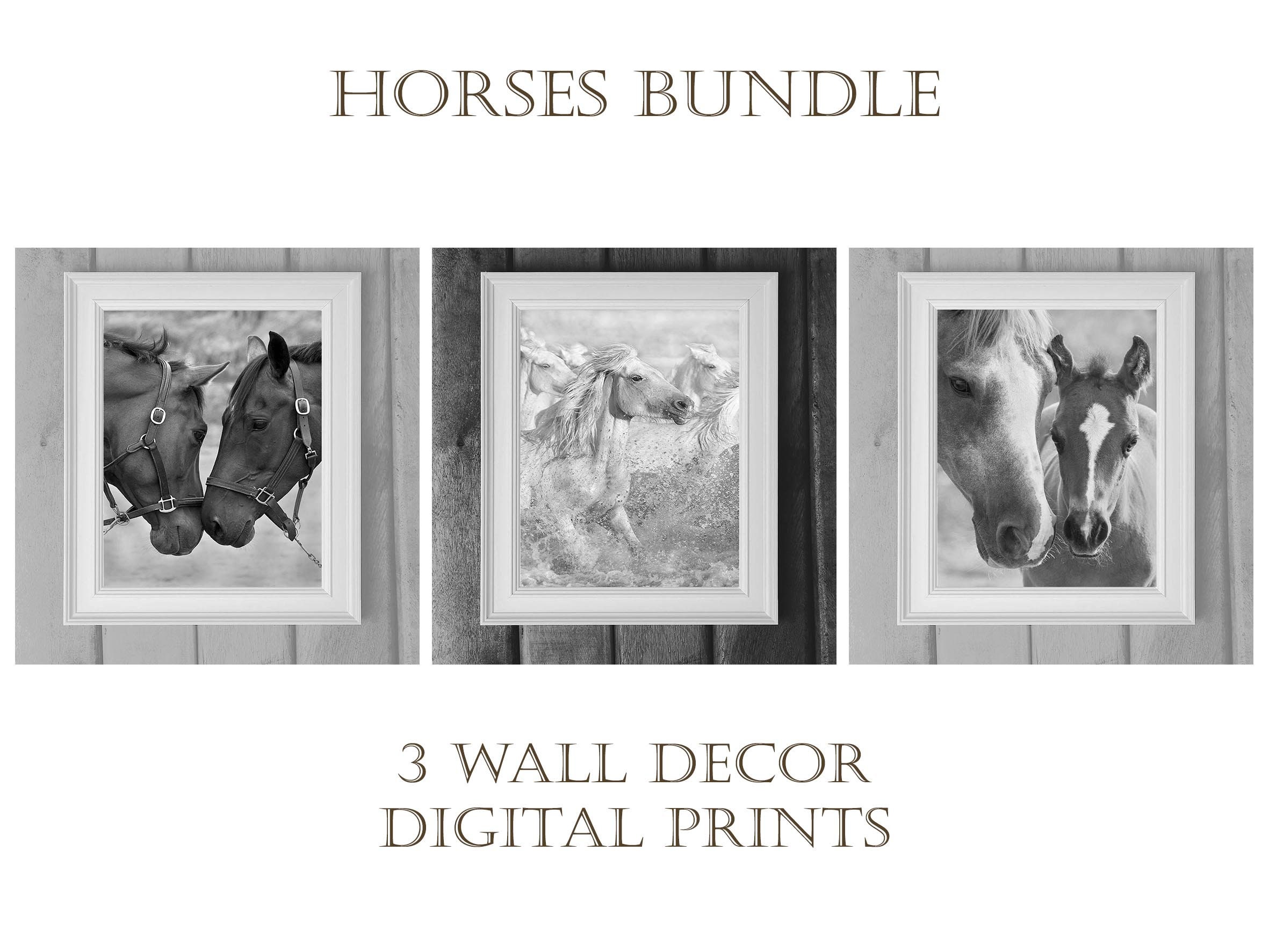Horses Bundle: 77 Digital and Printable Files Junk Journal Paper Sheets ...
