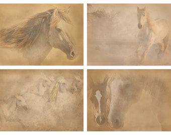 Vintage Horses Scrapbook Paper Ephemera, Junk Journal, Digital and Printable DIY Craft Set with Horses, Instant Download