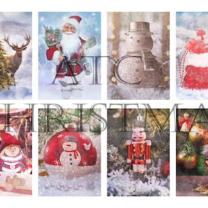 Christmas ATC Cards: 8 Printable Images on 1 Digital Collage Sheet; Includes Santa Claus, the Nutcracker, Snowman, Gifts; Instant Download