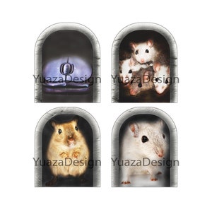 Realistisches 3D MäuseLoch Bilder Set - 5 digitale und ausdruckbare Lustige Sticker/Aufkleber - Sofortiger Download